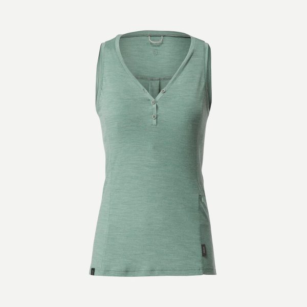 Women’s Travel Trekking Tank Top Merino Wool - Travel 500 Green For Sale