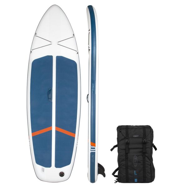 Inflatable Stand-up Paddle Board (Over 80kg) Compact 10ft - White Blue - 100 Supply