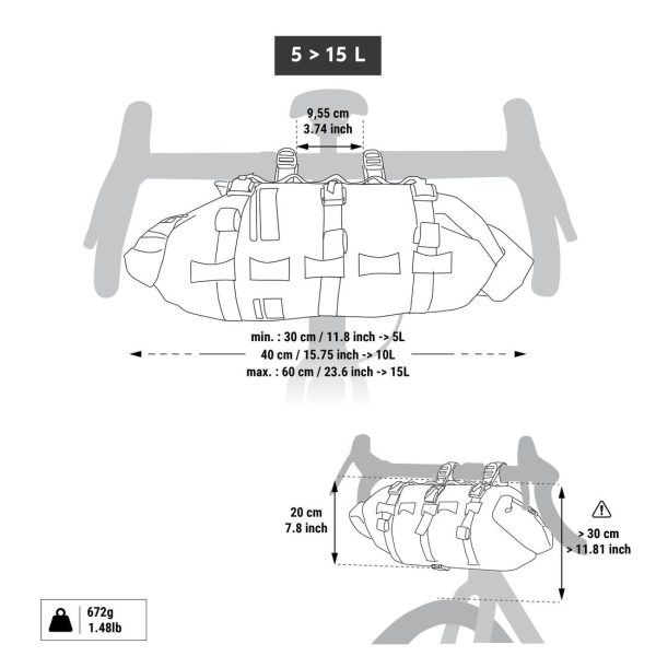 Watertight Handlebar Bag - 5 to 15 L. Bikepacking - Riverside Sale