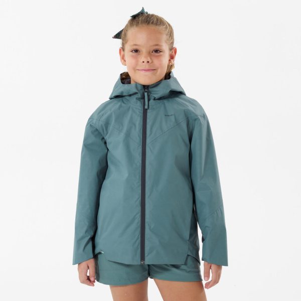 Kid s Hiking Jacket Waterproof Age 7-15 - MH500 Green For Sale