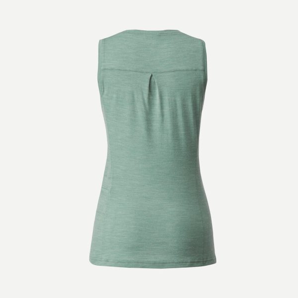 Women’s Travel Trekking Tank Top Merino Wool - Travel 500 Green For Sale