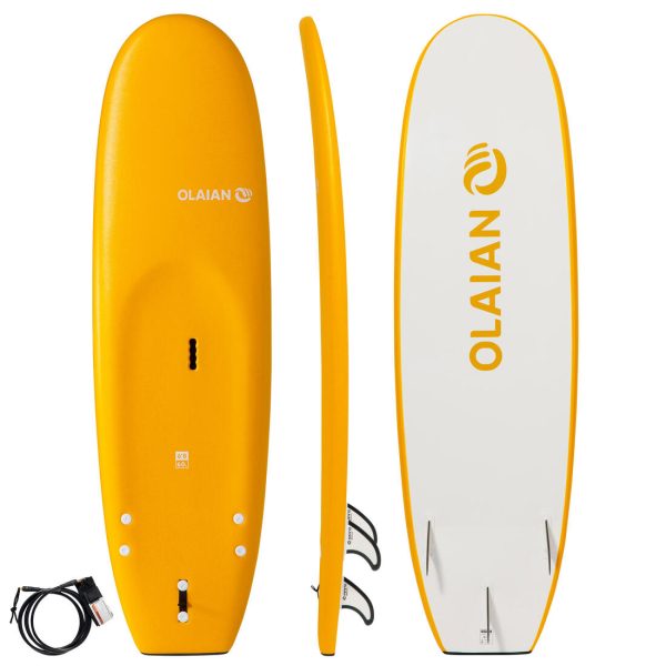 Kid s Foam Beginner s Surfboard 6 8  + Leash & 3 Fins - 100 For Sale