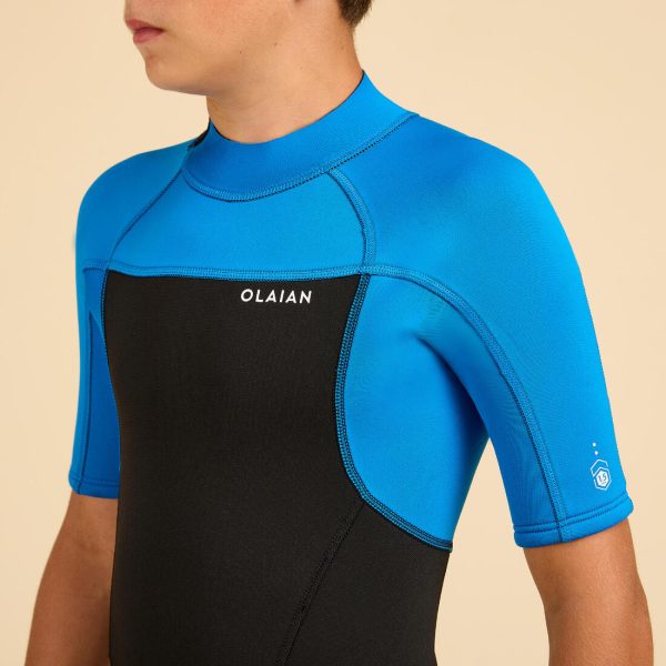 Boy’s Surfing Shorty Wetsuit Neoprene 1.5mm - 500 Blue Black Online now