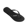 Havaianas Slim Rubber Logo Black White Thongs, UK2.5-3 EU35-36 Sale