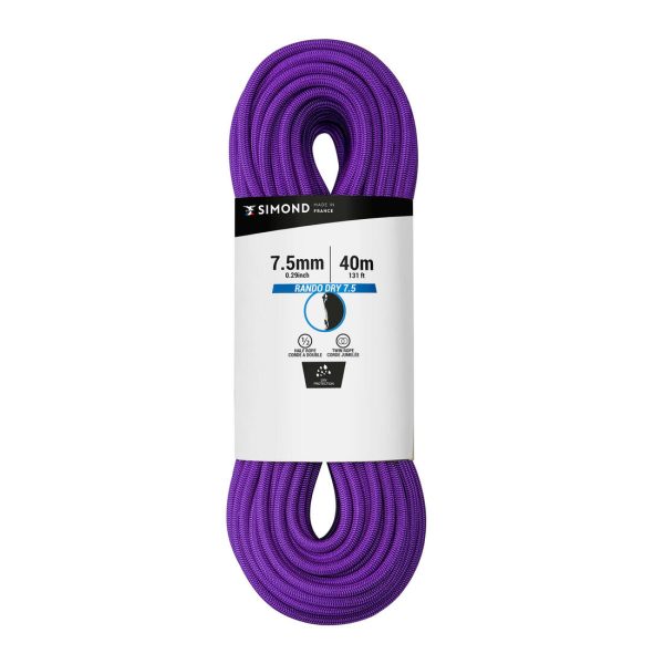 DOUBLE DRY ROPE 7.5 mm x 40 m - RANDO DRY purple For Sale