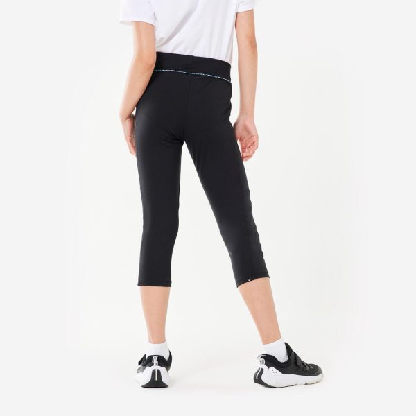 Girls  Breathable Cropped Leggings S500 - Black Cheap