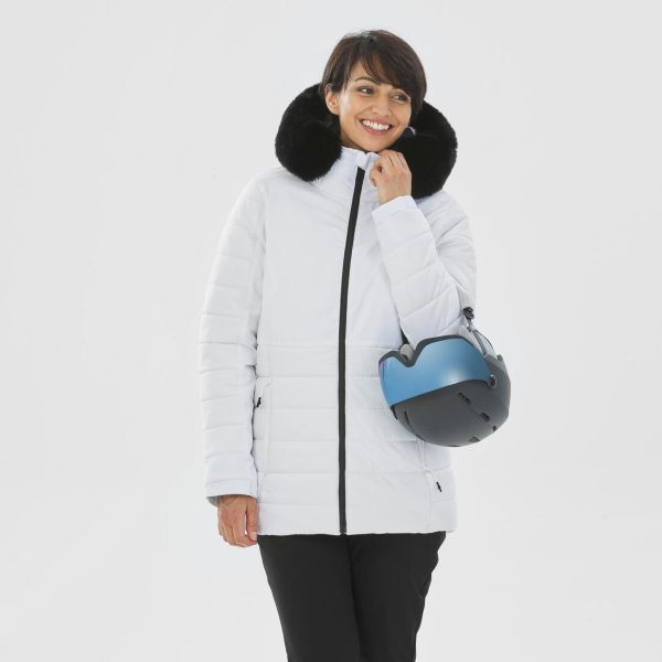 Wedze 100 Women s Mid-Length Warm Ski Jacket - White Online Sale