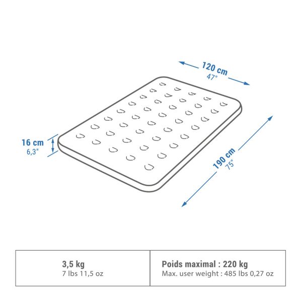 Inflatable Camping Mattress 2 Person 120 cm - Air Basic Sale