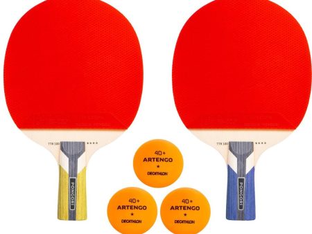 Set of 2 TTR 100 3* All-Round Table Tennis Bats and 3 TTB 100* 40+ Balls Orange Hot on Sale