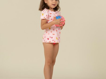 Baby Girl s Swimsuit Tankini Top - Dark Pink Fruit Print Online Sale