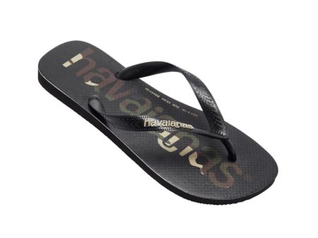 Havaianas Men s Flip Flops Top Logo Mania - Black Brown White For Cheap