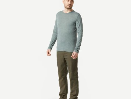 Men’s Trekking T-shirt Long-sleeved Merino Wool - Travel 100 Online