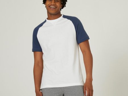 Men s Straight-Fit Fitness T-Shirt 520 - White Blue Cheap