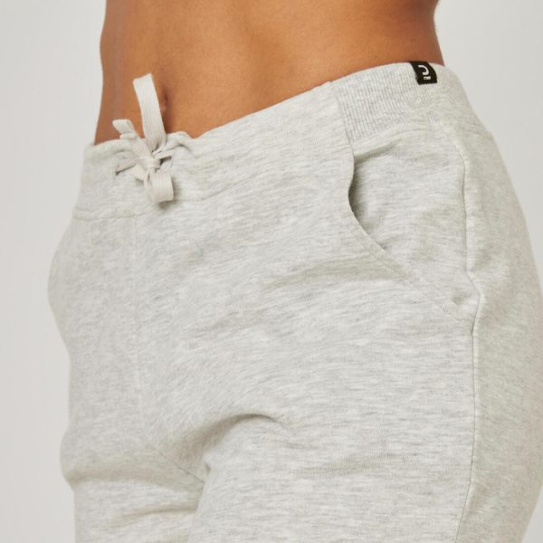 Women s Straight-Cut Cotton Fitness Shorts With Pocket - Light Heather Grey Online now