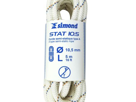 Semi-Static Rope  10.5 mm x 5 m - Stat 10.5 White For Discount