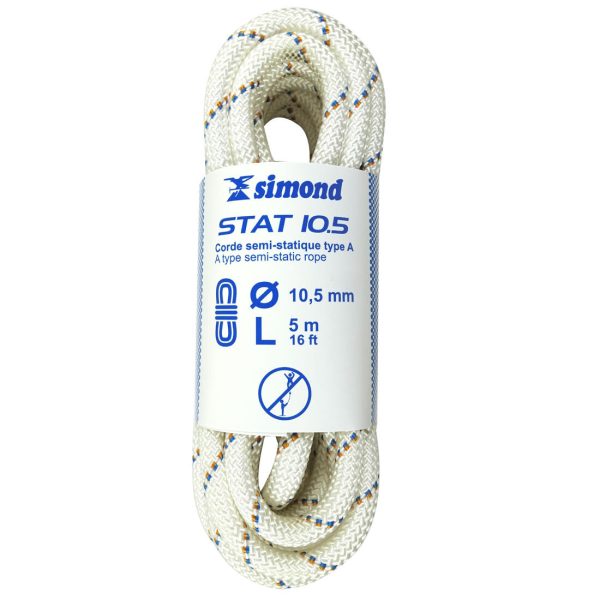 Semi-Static Rope  10.5 mm x 5 m - Stat 10.5 White For Discount