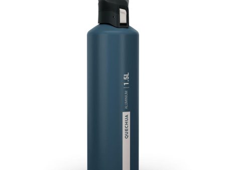 Hiking Flask Quick-Opening Cap Aluminium 1.5 L - MH500 Blue For Cheap