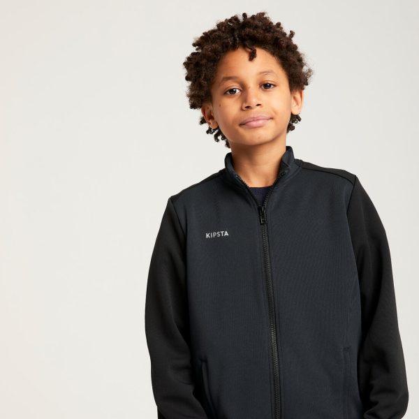 Essential Kid s Football Training Jacket - Black & Grey Cheap