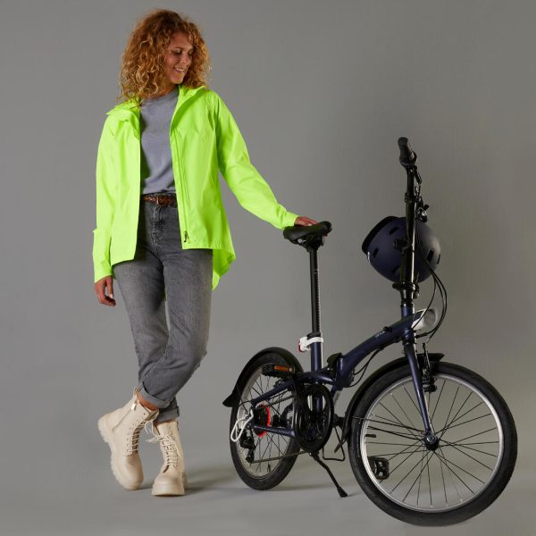 Btwin 120 Women s Urban Cycling Jacket - Waterproof - PPE Daily Visibility Certified For Cheap