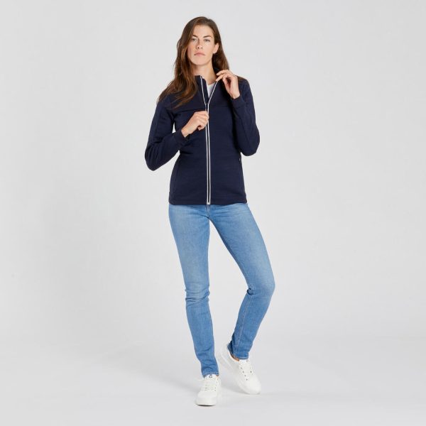 Wedze 500 Warm Women s Fleece Ski Jacket - Merino Wool - Navy White For Cheap