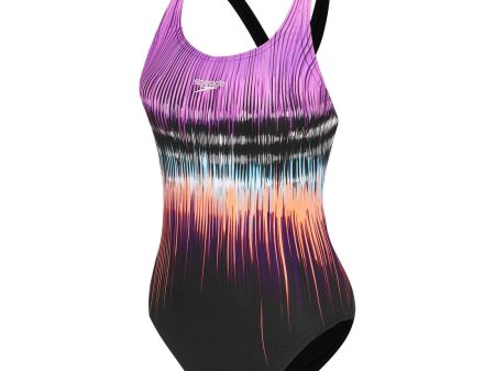 Speedo Women s Swimsuit Eco Powerstrike Leaderback - Black Orchid Red Online Hot Sale