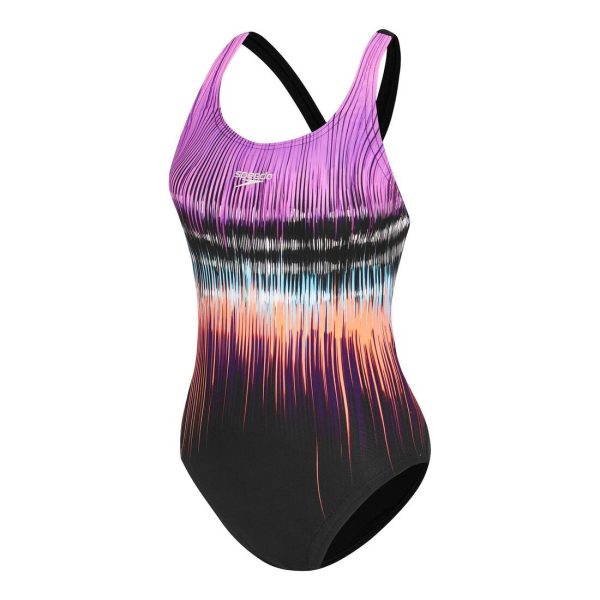 Speedo Women s Swimsuit Eco Powerstrike Leaderback - Black Orchid Red Online Hot Sale