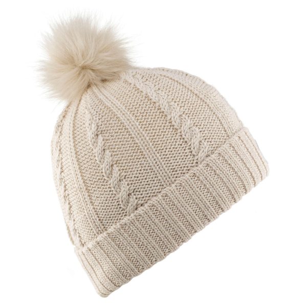 Adult Ski Hat Fur Cable Knit For Discount