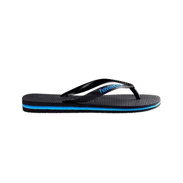 Havaianas Adult Flip Flops Rubber Logo - Black Blue Online now