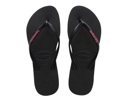 Havaianas Kids Slim Rubber Logo - Black Rose Online now