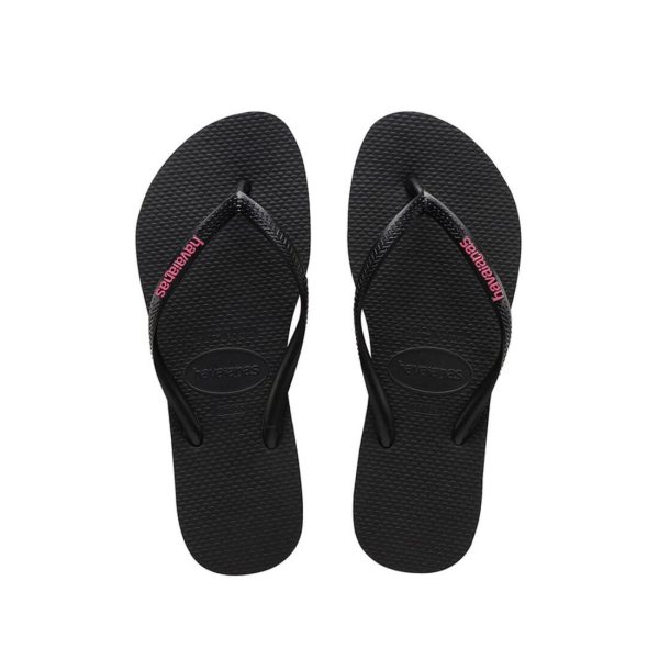 Havaianas Kids Slim Rubber Logo - Black Rose Online now