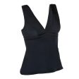 Women s Tankini Swimsuit Top w  V-Neck & Removable Padded Cups - Marine Plain Black Hot on Sale