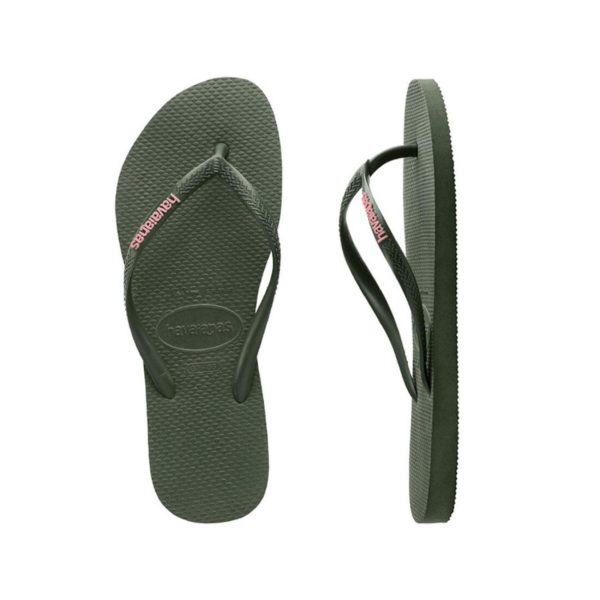 Havaianas Women s Flip Flops Slim Rubber Logo - Green Pink For Sale