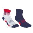 Kids  Socks AT 500 Mid 2-Pack - Plain Pink and White Pink Blue Stripes Sale