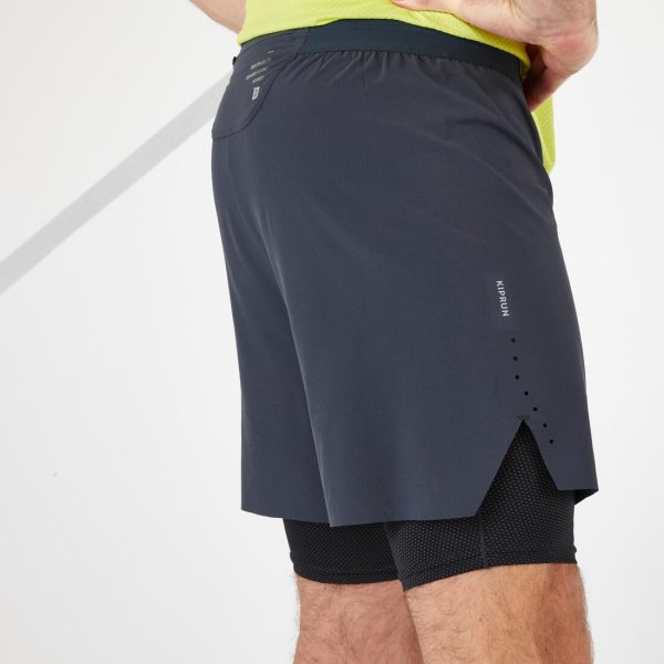 Men s KIPRUN Run 500 2in1 Comfort running shorts - Carbon Grey Supply