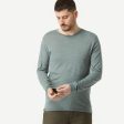 Men’s Trekking T-shirt Long-sleeved Merino Wool - Travel 100 Online