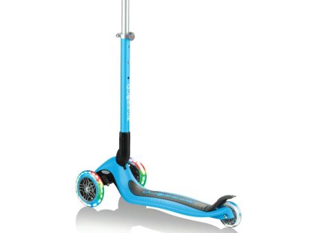 Globber Primo Foldable + Lights 3-Wheeled Kids Scooter (Ages 3-6) - Sky Blue For Cheap