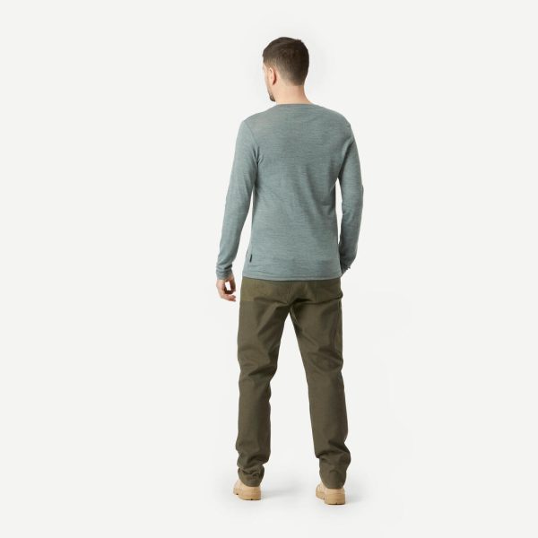 Men’s Trekking T-shirt Long-sleeved Merino Wool - Travel 100 Online