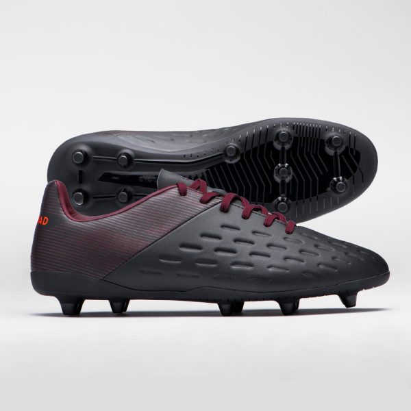 Men s Moulded Dry Pitch Rugby Boots Advance R100 FG - Black Burgundy Online now