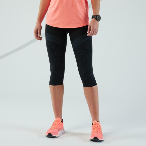 Women’s Running Bottoms Seamless Cropped - Kiprun Care Black on Sale