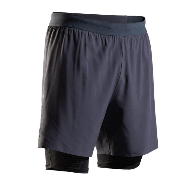 Men s KIPRUN Run 500 2in1 Comfort running shorts - Carbon Grey Supply