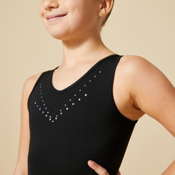 Girls  Basic Sleeveless Gym Leotard - Black For Cheap