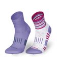 Kids  Socks AT 500 Mid 2-Pack - Plain Pink and White Pink Blue Stripes Sale