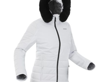 Wedze 100 Women s Mid-Length Warm Ski Jacket - White Online Sale