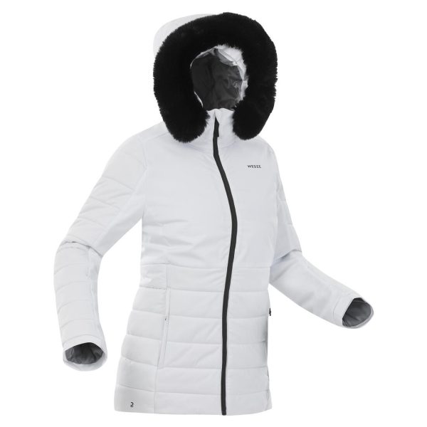 Wedze 100 Women s Mid-Length Warm Ski Jacket - White Online Sale