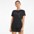 Puma Women s Train Favorite Jersey Cat T-Shirt Black Fashion