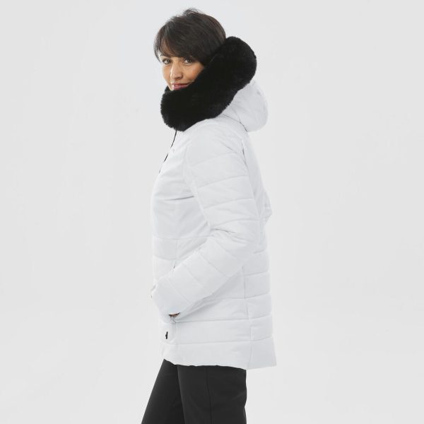 Wedze 100 Women s Mid-Length Warm Ski Jacket - White Online Sale