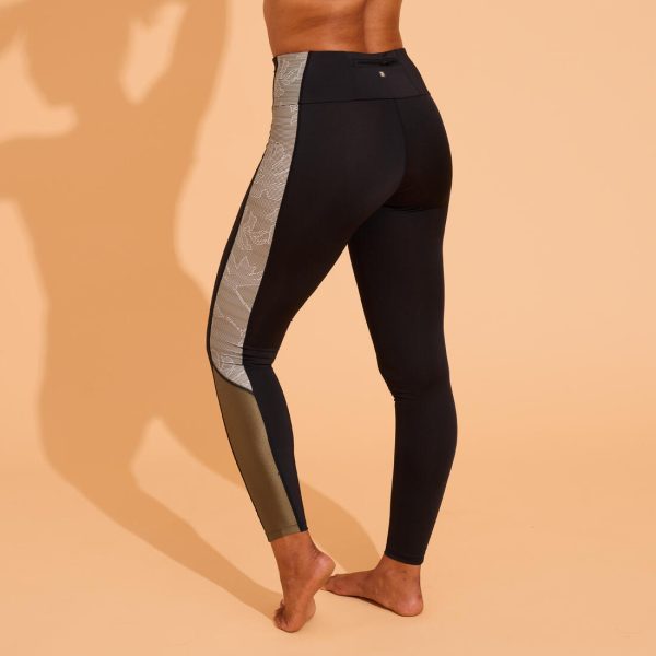 Women’s Aquafit-Aquabiking Swimsuit Legging Bottoms - Black Khaki Print Online now