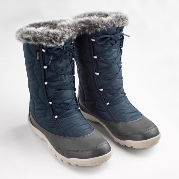 Women s High Snow Boots Laced Waterproof - SH500 X-Warm Supply