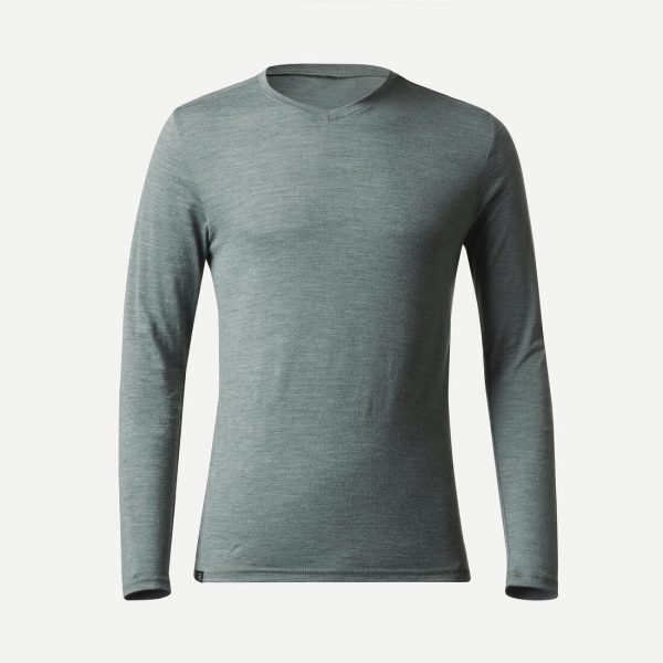 Men’s Trekking T-shirt Long-sleeved Merino Wool - Travel 100 Online