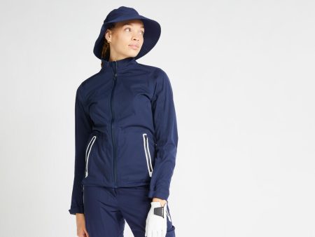 Women’s Golf Rain Jacket Waterproof - RW500 Navy Blue on Sale